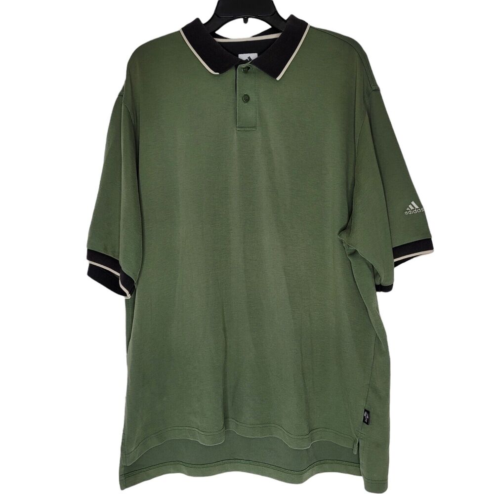 Adidas Golf Polo Shirt Mens XL Climalite Green Striped Short‎ Sleeve